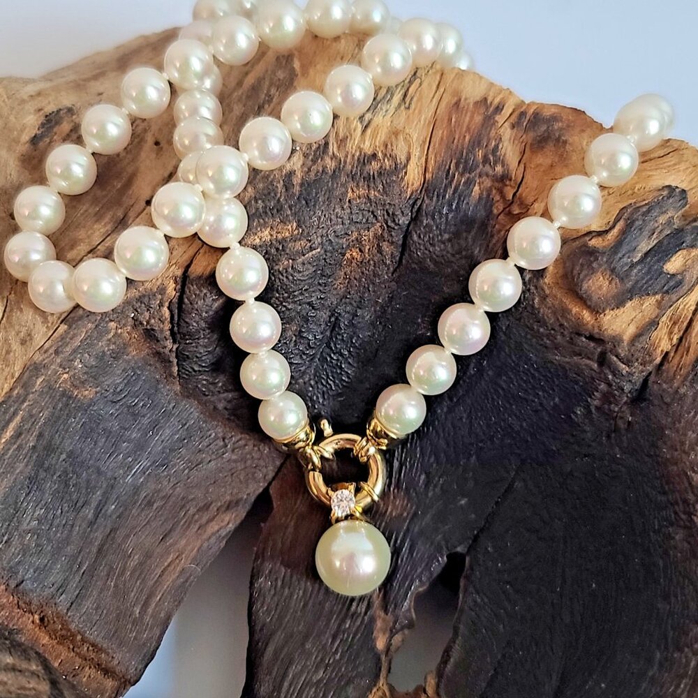 925 sterling silver clasp faux pearl necklace high luster round beads classic